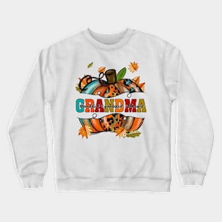 Thankful Grandma Pumpkin Leopard Crewneck Sweatshirt